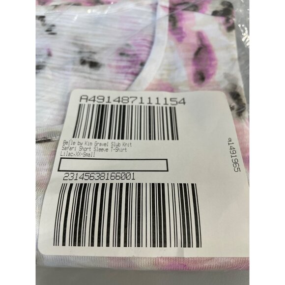 Belle by Kim Gravel Slub Knit Safari Short Sleeve T Shirt Womens XXS Lilac NEW - Picture 2 of 6